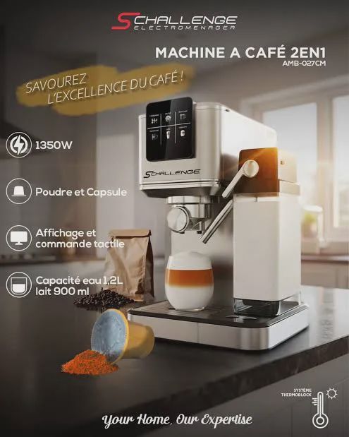 Machine à Café AMB-027CM 20 Bars Poudre Capsule Lait